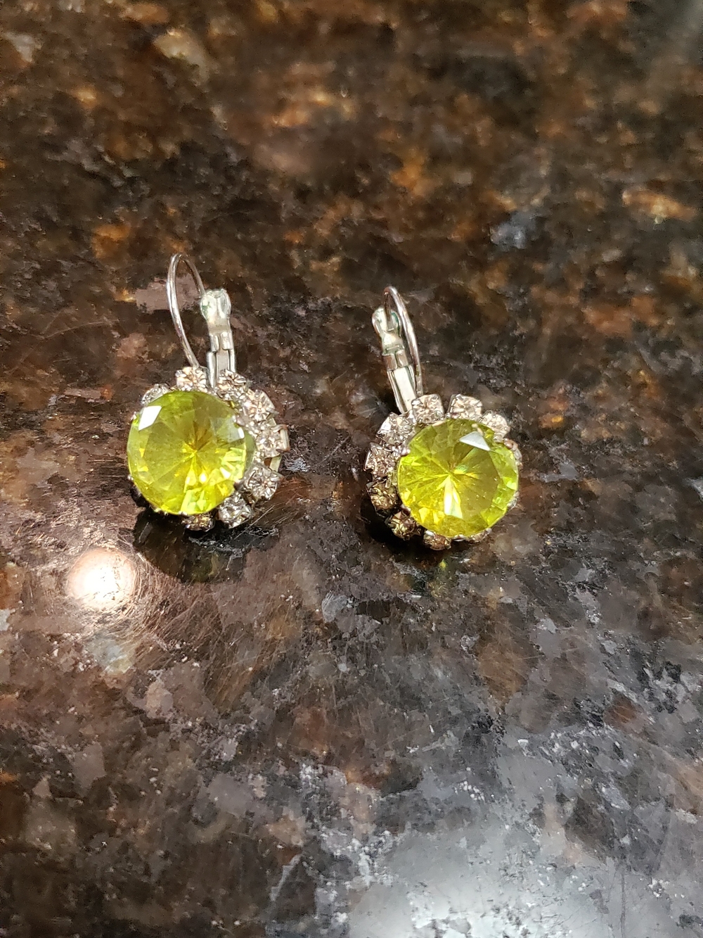 Vintage Lime-green Drop Earrings